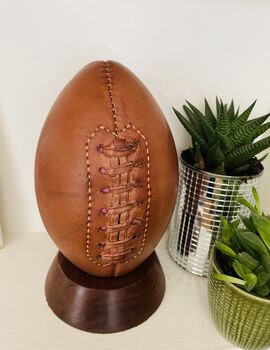 Mini American Football With Wooden Display Stand, 2 of 3