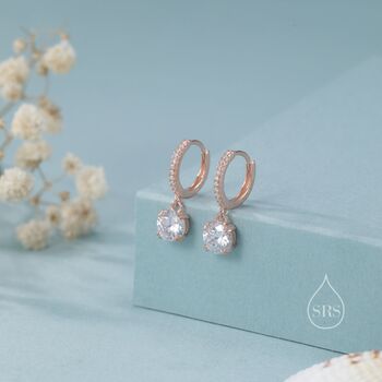 Double Prong Sparkly Cz Huggie Hoop In Sterling Silver, 2 of 11