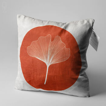 Orange Pillow Cover With Linear Flower Illustration, 3 of 7