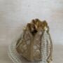 Gold Handcrafted Raw Silk Potli Bag/Wrist Bag, thumbnail 4 of 8