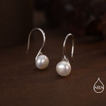 Genuine Freshwater Pearl Drop Hook Earrings, 2 of 11