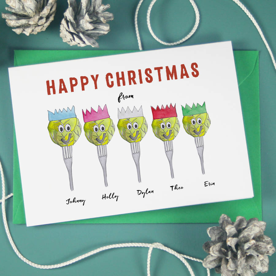 Personalised Brussels Sprout Family Christmas Cards, 1 of 5