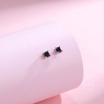 Brilliant Cut Black Cz Stud Earrings In Sterling Silver, 4 of 12