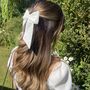 Ivory Cotton Hair Bow Clip, thumbnail 2 of 4