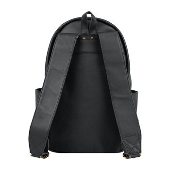 Personalised Black Leather Backpack With Side Pockets, 5 of 9