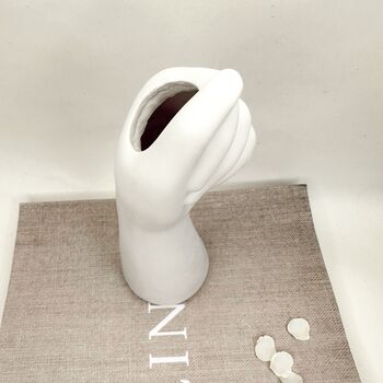 White Ceramic Hand Vase, 4 of 4