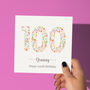 Floral Fun Personalised 100th Birthday Card, thumbnail 1 of 3