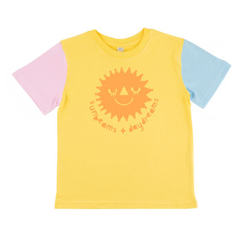 Sunshine Yellow Colour Block Organic Kid's T Shirt, 6 of 6