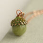 Moss Green Small Olive Acorn Necklace, thumbnail 6 of 8