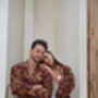 Maroon Unisex Batik Silk Blend Kimono Robe Jacket, thumbnail 1 of 7