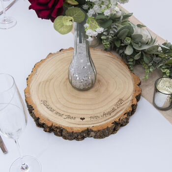 Names And Wedding Date Wood Slice Table Centrepiece, 2 of 4