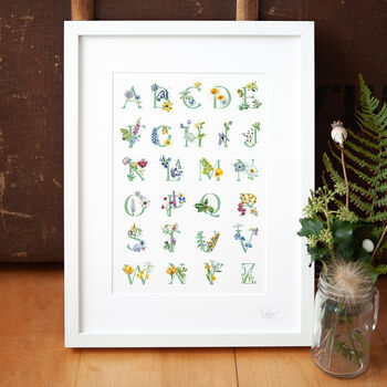 Inky Wildflower Alphabet A To Z Illustrated Print, 4 of 11