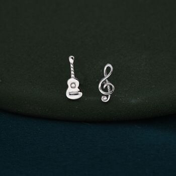 Mismatched Guitar And Music Note Stud Earrings, 2 of 8