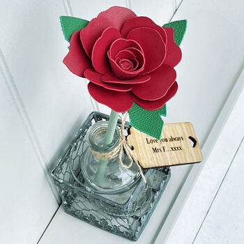 Personalised Large Leather Anniversary Rose Bottle, 6 of 6