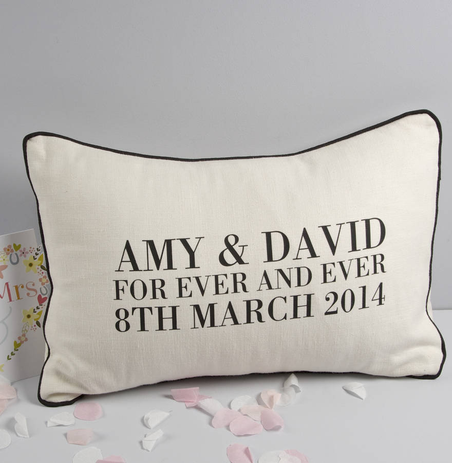 Printed Personalised Wedding Cushion By The Alphabet Gift Shop