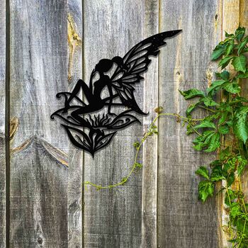 Magical Fairy Art Rusted Pixie Girl Garden Fence Art, 4 of 10
