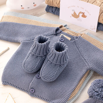 Personalised Baby Cardigan With Script Name And Booties, 12 of 12