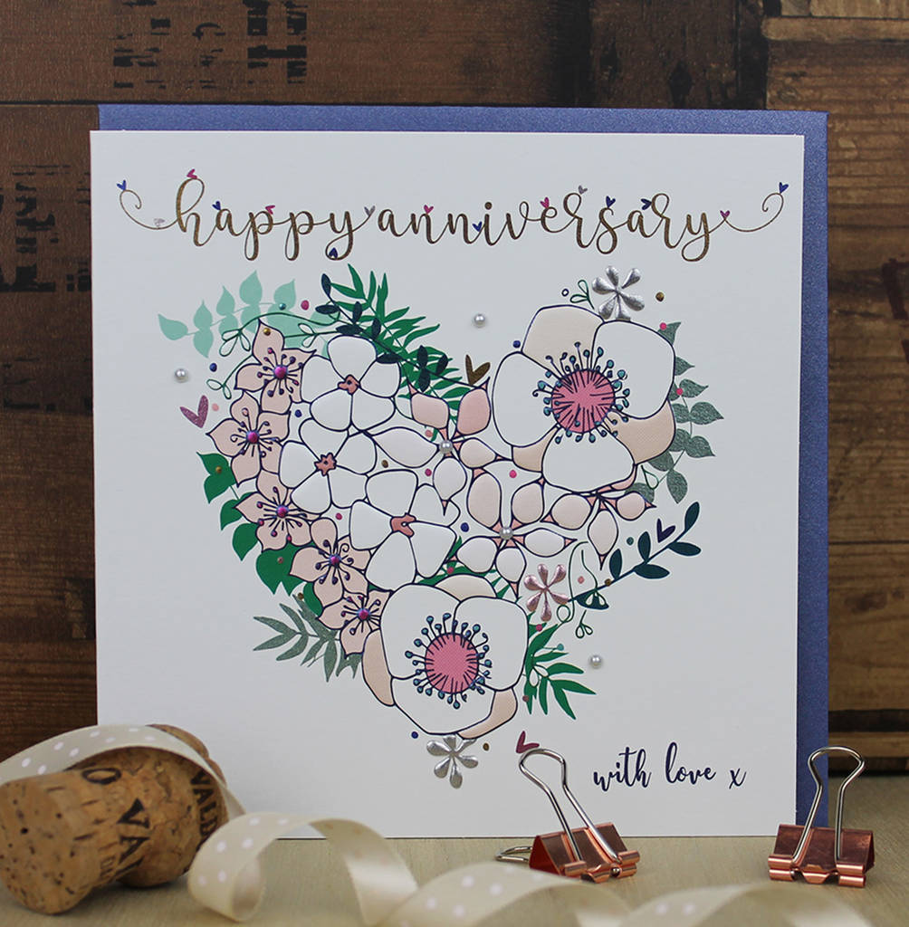 Luxury Wedding Anniversary Card Heart Design By Molly Mae