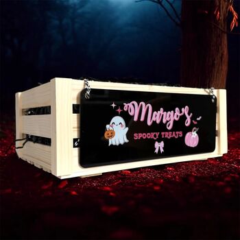 Personalised Kids’ Halloween Crate And Plaque, 2 of 2