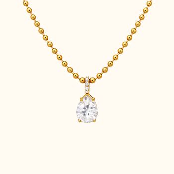 Waterproof Teardrop Cubic Zirconia Pendant Necklace, 2 of 3