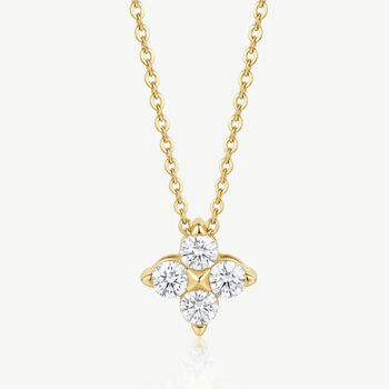 Gold Or Silver Moissanite Flower Necklace, 2 of 5