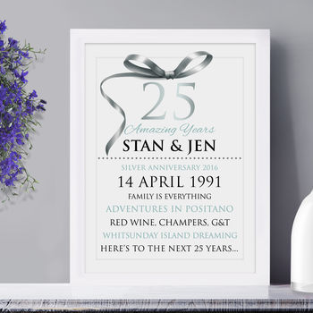 Personalised Silver Wedding Anniversary Typography, 8 of 9