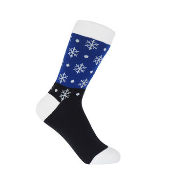 Snowflake Blue And Grid Purple Women's Socks Bundle, 3 of 3