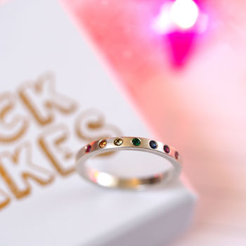 Skinny Rainbow Band In Silver And Precious Stones, 7 of 11