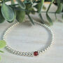 Sterling Silver Single Ruby July Bead Birthstone Stretch Bracelet Gift, thumbnail 5 of 5