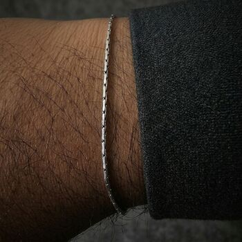 Rectangular Box Chain Silver Bracelet, 4 of 9