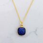 Square Cushion Lapis Lazuli Gold Plated Necklace, thumbnail 5 of 5