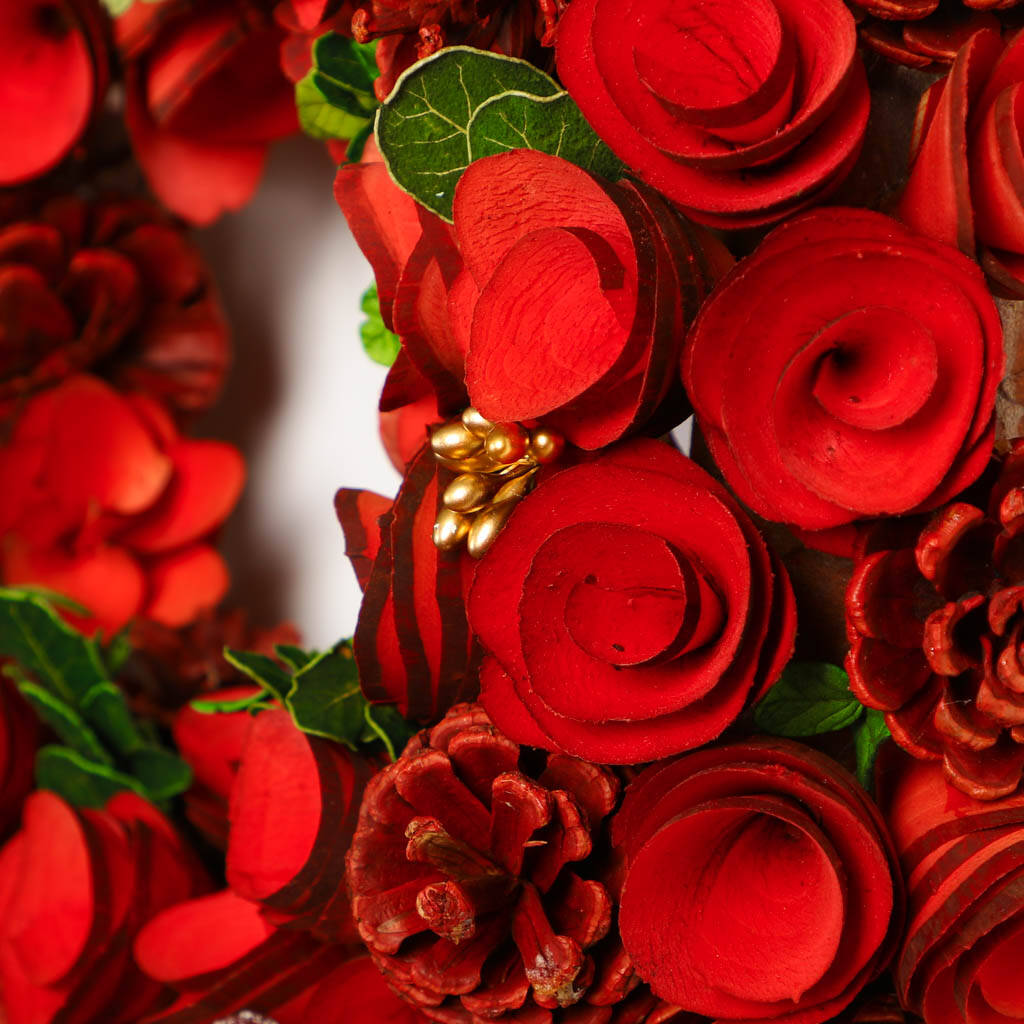 Luxury Red Roses Christmas Wreath By Dibor