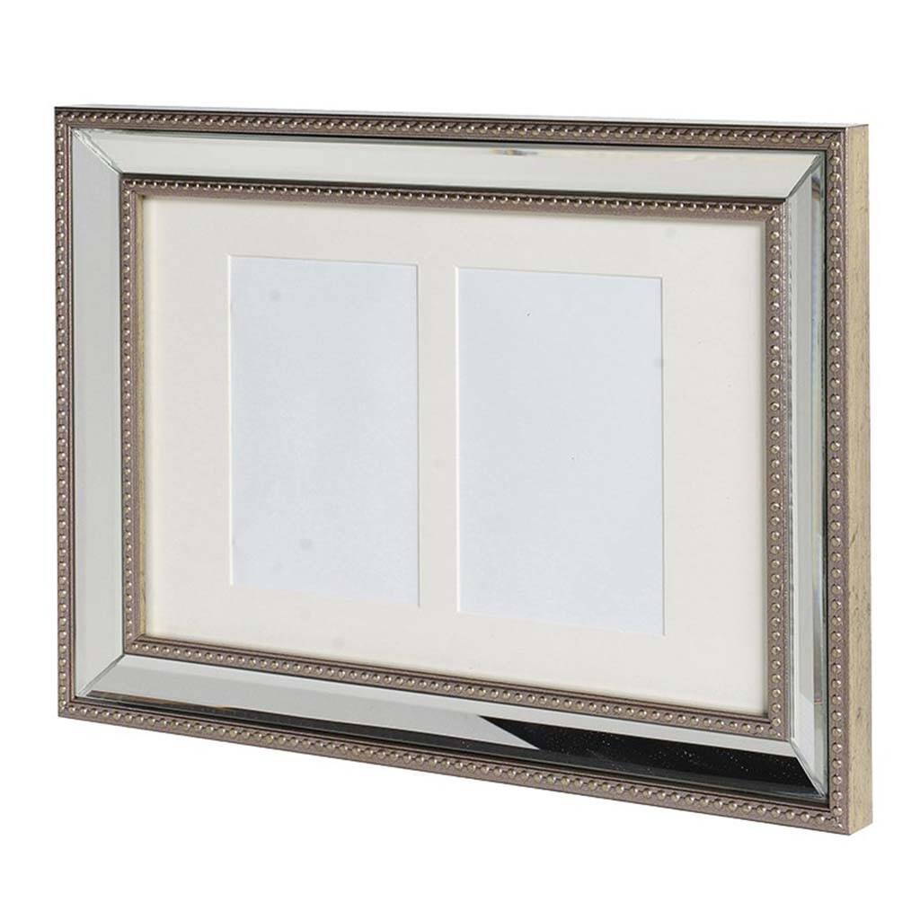 Champagne Bronze Mirrored Double Photo Frame By Dibor