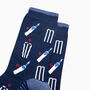 Cricket Stumps Bamboo Socks In Navy Blue, thumbnail 2 of 5