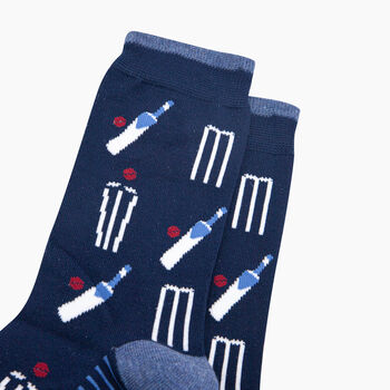 Cricket Stumps Bamboo Socks In Navy Blue, 2 of 5