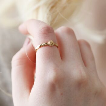 Adjustable Birth Flower Ring In Gold Plating, 5 of 11