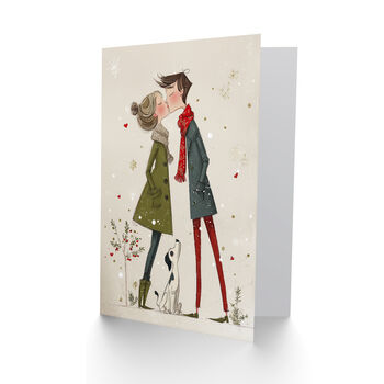 Kissing Couple In Love Romantic Dog Parents Christmas Card, 2 of 6