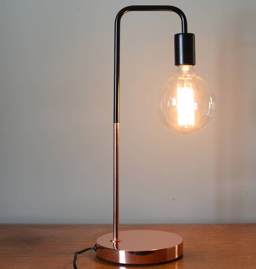 Black And Copper Slim Desk Lamp By The Forest & Co | notonthehighstreet.com