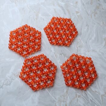 Hexagonal Beaded Coaster Set Of Two, 3 of 8
