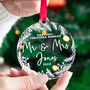 Custom Mr And Mrs First Christmas Bauble Keepsake, thumbnail 1 of 5