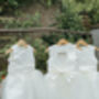 Duchess Satin Flower Girl Dress – Heart Back Tulle Gown Handmade In UK, thumbnail 8 of 11