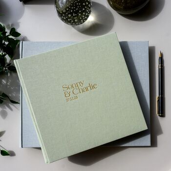 Large Personalised Linen Wedding Guest Book, 2 of 12