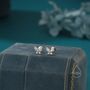 Cz Butterfly Internally Threaded Flat Back Earrings In Sterling Silver, thumbnail 3 of 10