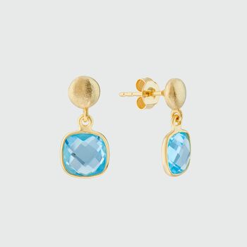 Iseo Blue Topaz And Gold Plated Earrings, 2 of 4