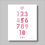 Numbers Pink Scandi Nursery Print, thumbnail 2 of 5
