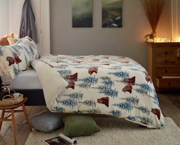 Winter Bears Fleece Duvet Cover Set Soft Printed Bedding With Zip Fastening, 4 of 4