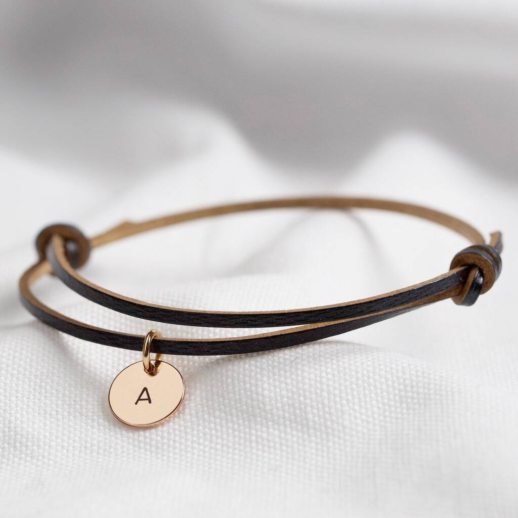 personalised adjustable leather cord and charm bracelet by lisa angel