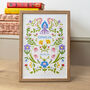 Personalised Folk Floral Children's Wall Art, thumbnail 1 of 2