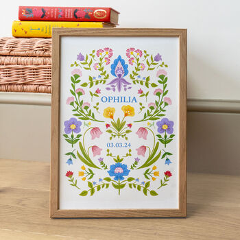 Personalised Floral New Baby Print, 3 of 3