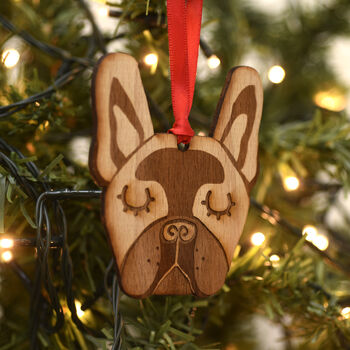 French Bulldog Dog Wooden Christmas Decoration, 6 of 7